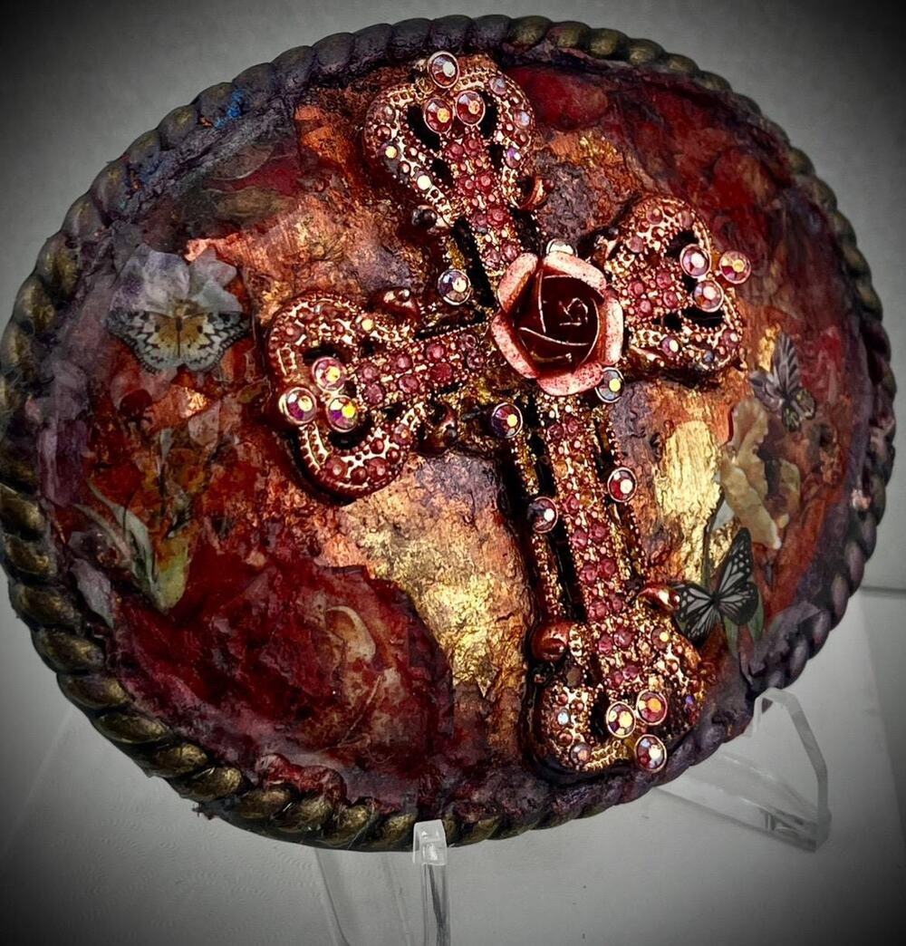 Upcycled Cross Belt Buckle  Western Bling